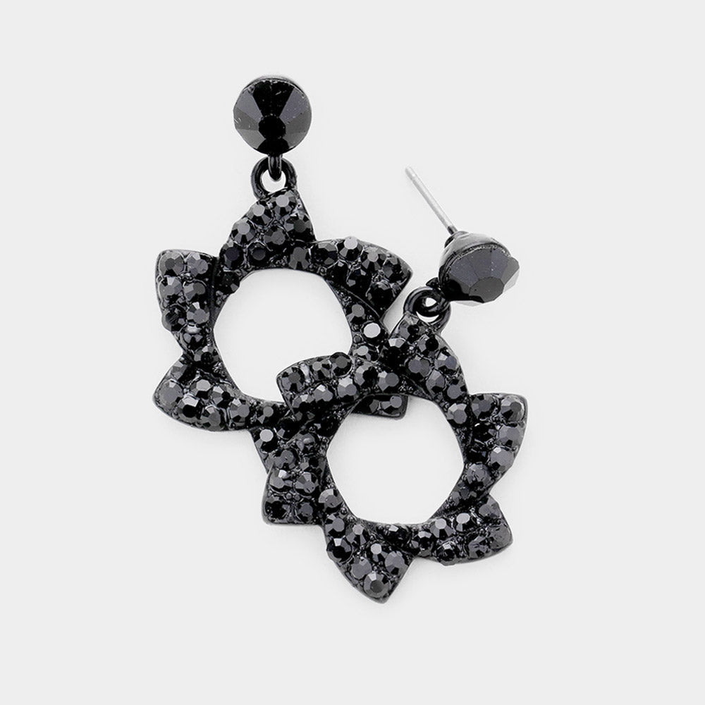 Madeline Love Black, Jet Black Crystal pinwheel earrings