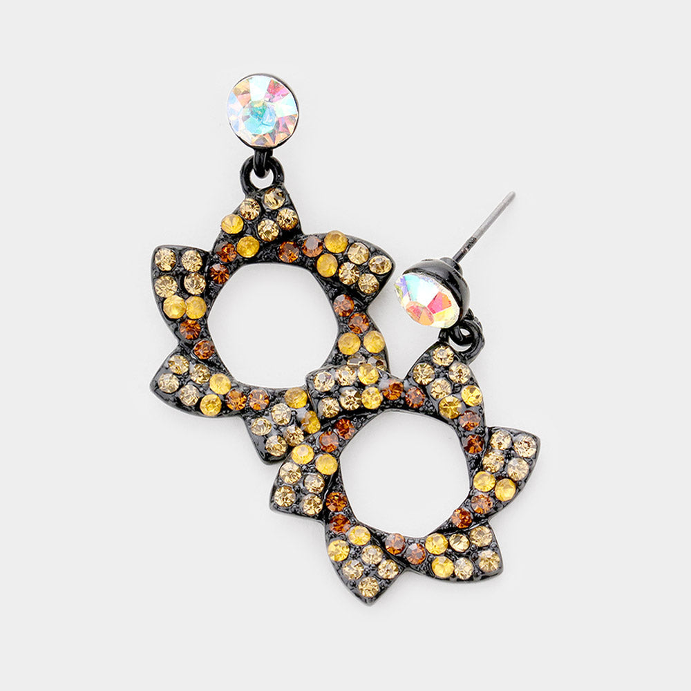 Madeline Love Black, Lt Col Topaz, Smoked Topaz Crystal pinwheel earrings