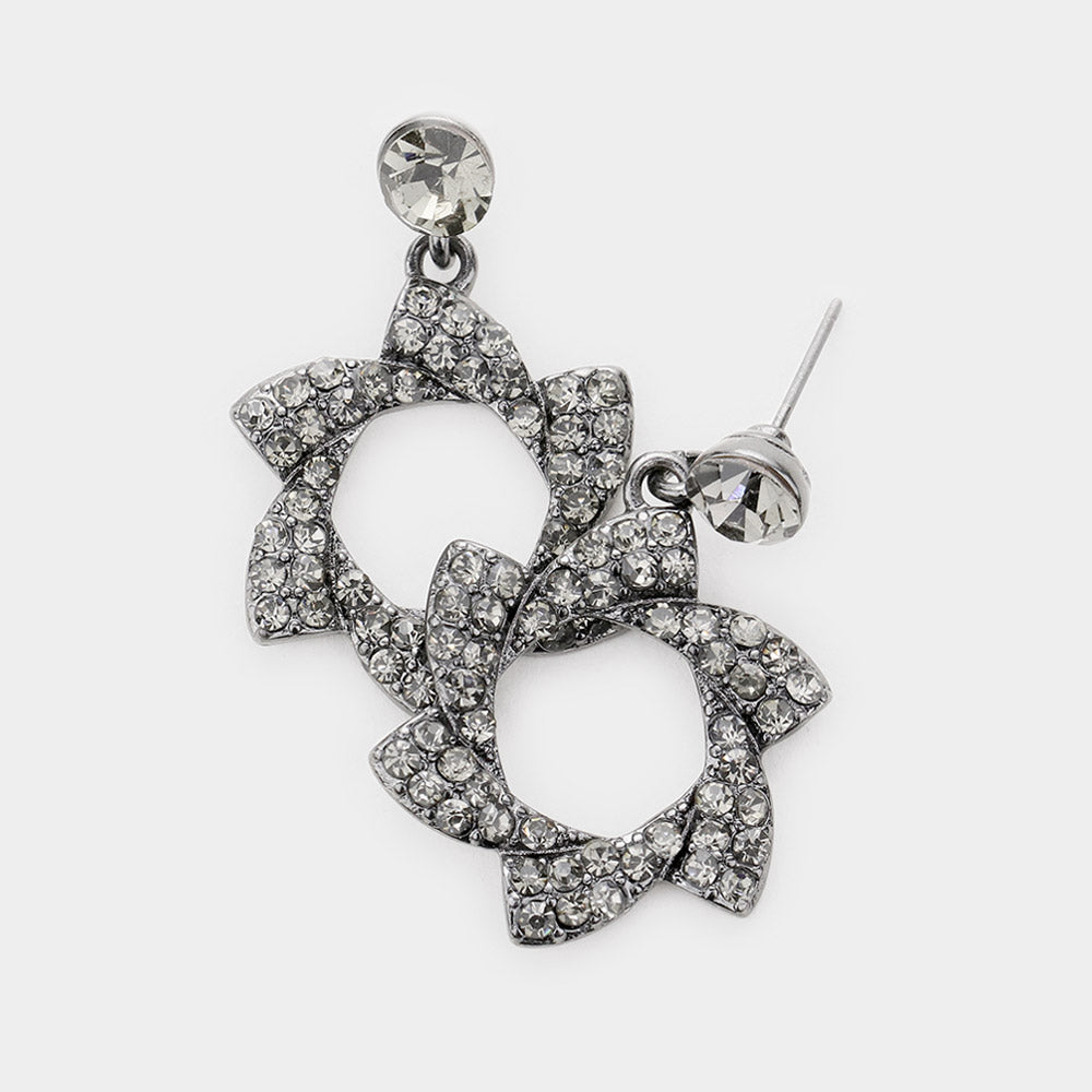 Madeline Love Black Diamond, Hematite Crystal pinwheel earrings