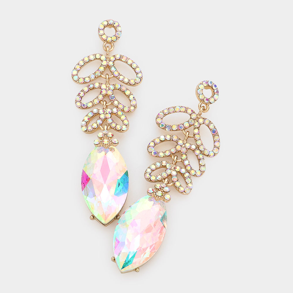 Madeline Love AB, Gold Marquise Accented Dangle Evening Earrings