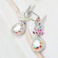 Madeline Love AB, Silver Teardrop Stone Accented Dangle Evening Earrings