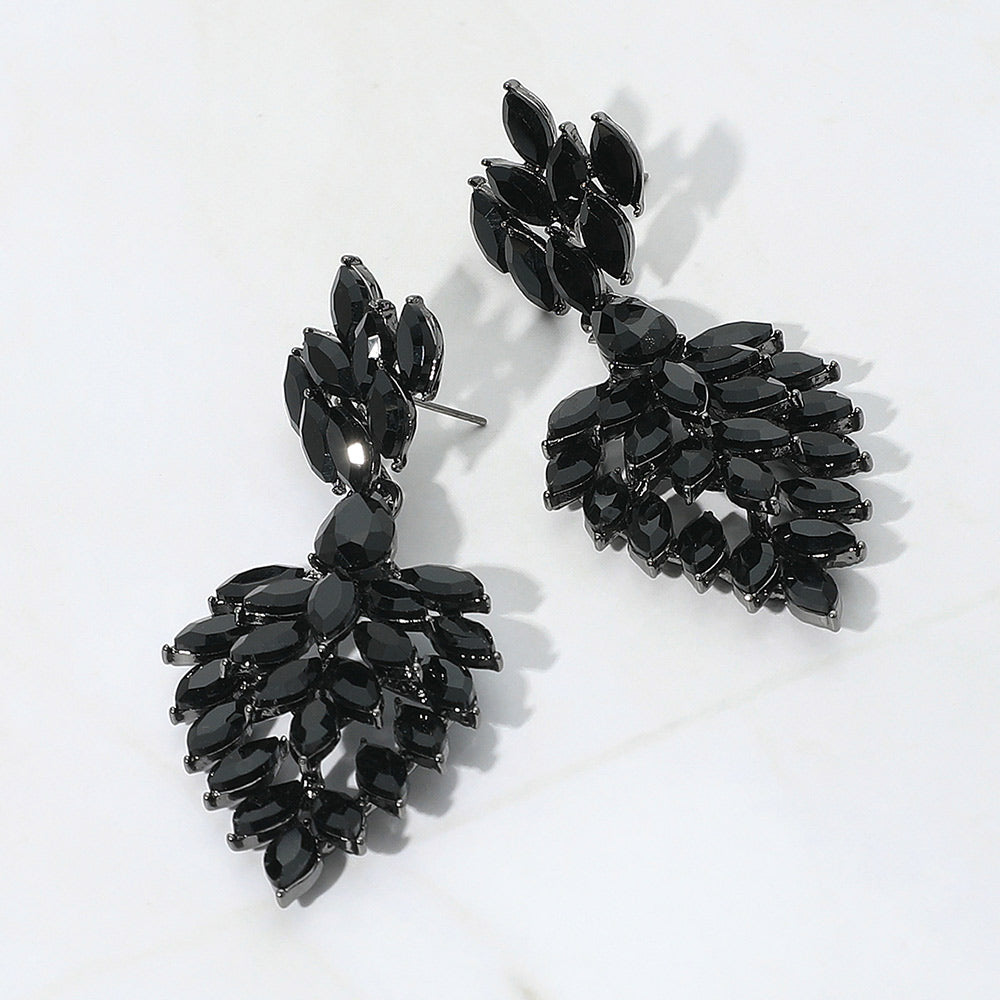 Madeline Love Black Marques Stone Accented Dangle Evening Earrings