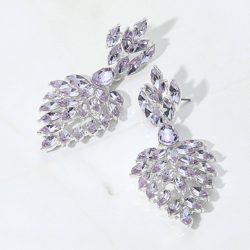Madeline Love Amethyst , Silver Marques Stone Accented Dangle Evening Earrings