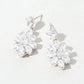 Madeline Love Clear, Silver Flower CZ Stone Cluster Dangle Evening Earrings