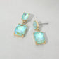 Madeline Love AB, Multi Rectangular Glass Stone Cluster Dangle Evening Earrings