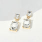 Madeline Love Clear, Gold Rectangular Glass Stone Cluster Dangle Evening Earrings