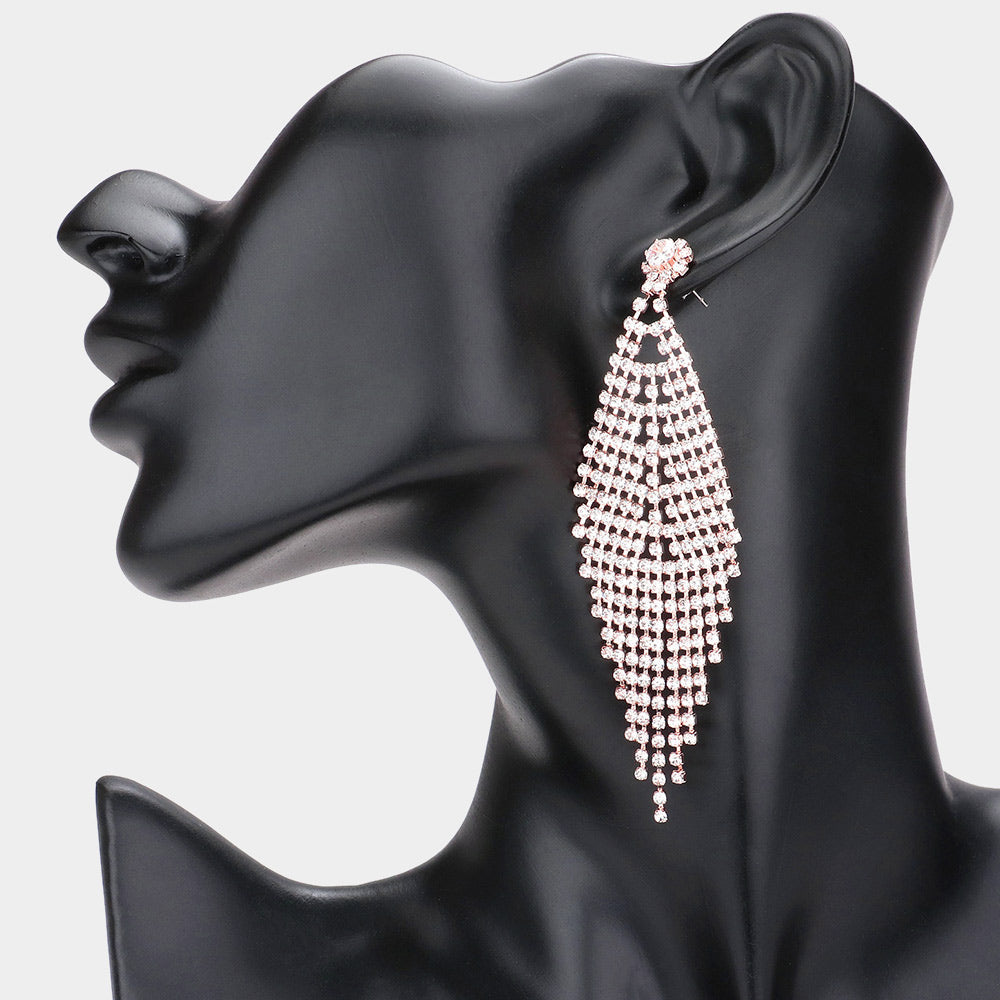 Madeline Love Rose Gold CZ Pave Dangle Evening Earrings