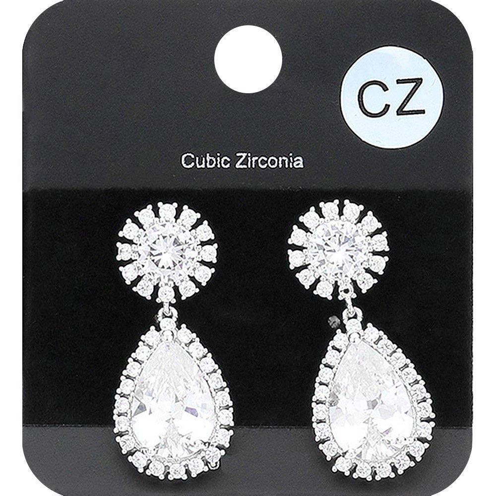 Madeline Love Rhodium CZ Teardrop Stone Dangle Evening Earrings