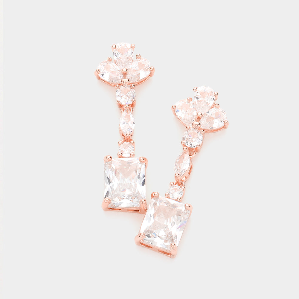 Madeline Love Rose Gold CZ Multi Stone Link Dangle Evening Earrings