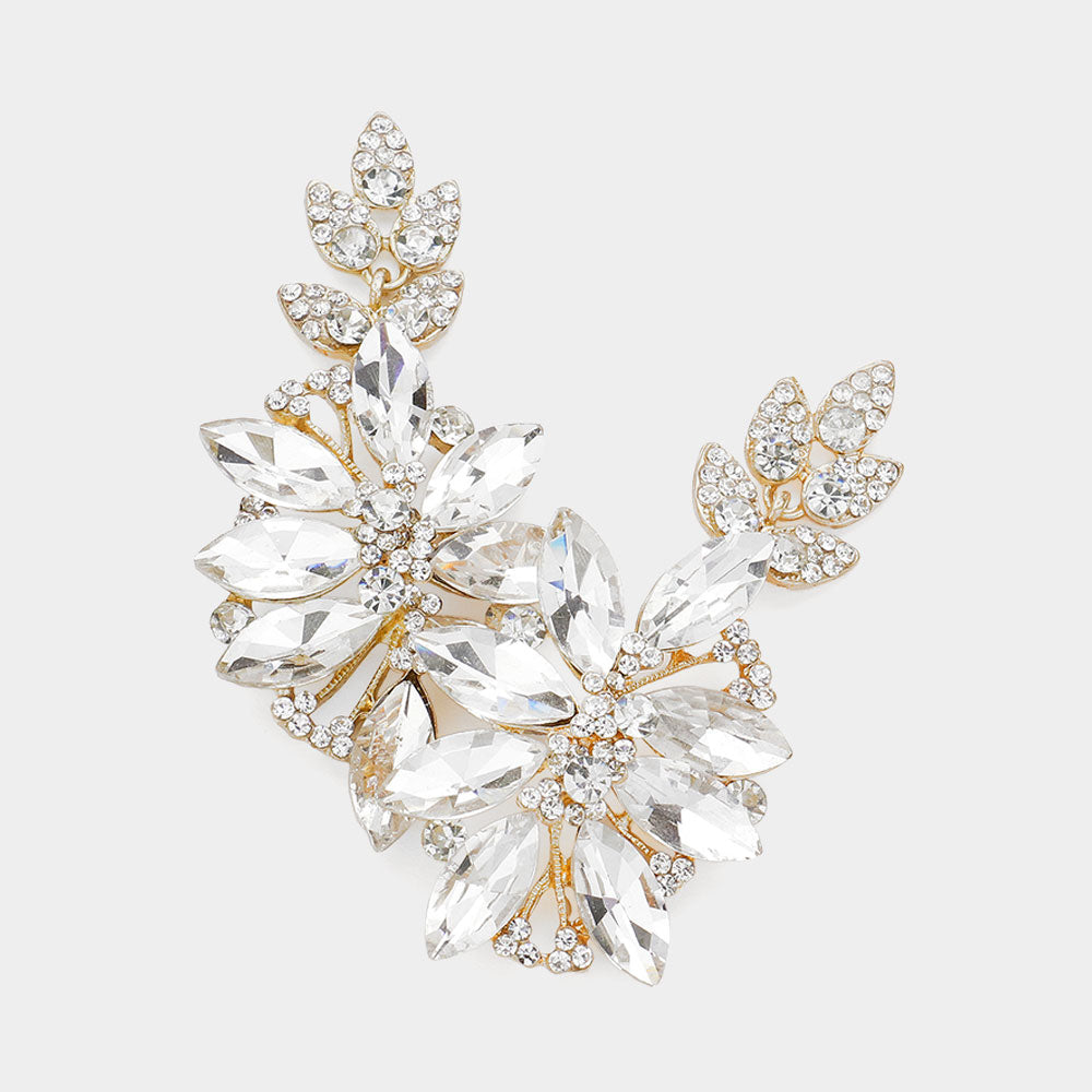 Madeline Love Clear, Gold Glass Petal Evening Earrings