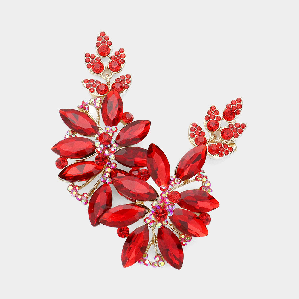 Madeline Love Gold, Siam Glass Petal Evening Earrings