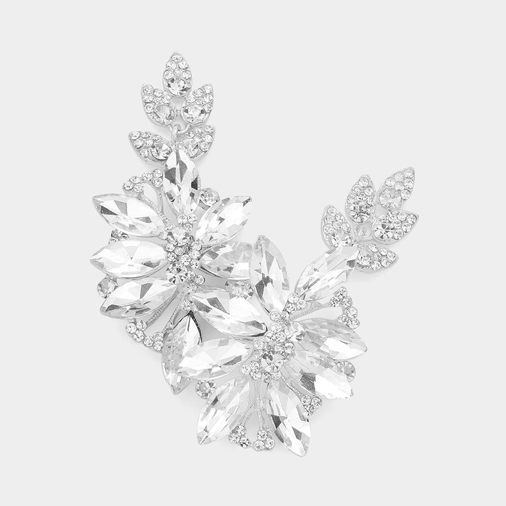 Madeline Love Clear, Rhodium Glass Petal Evening Earrings