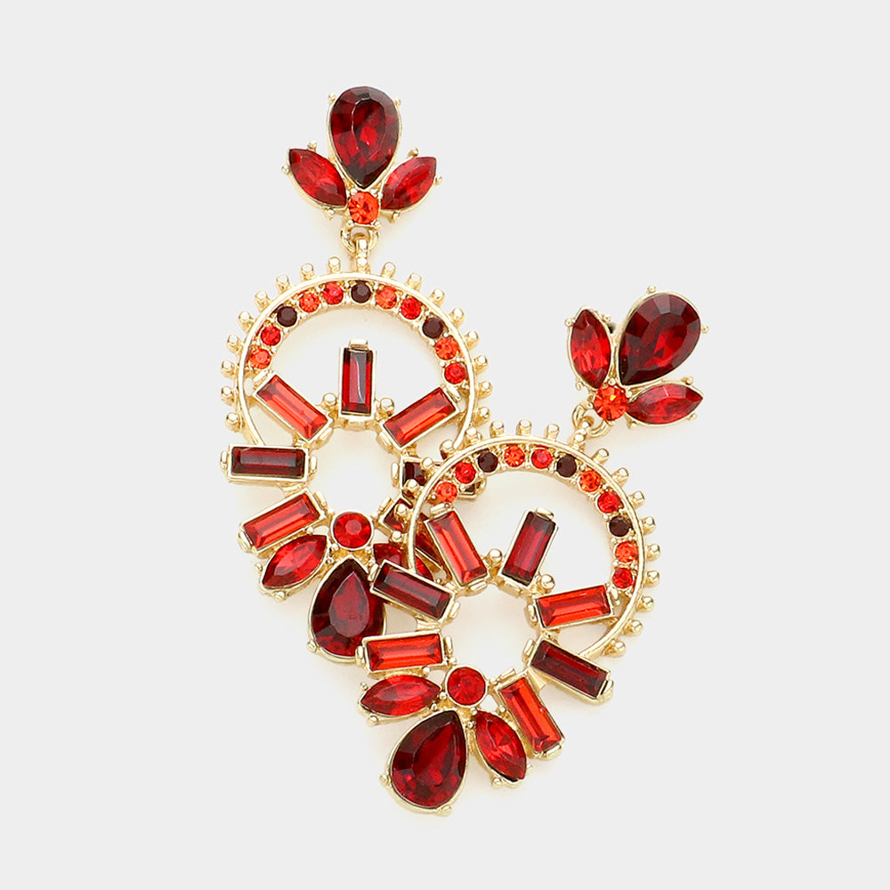 Madeline Love Siam Multi Stone Evening Earrings