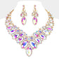 Madeline Love AB, Gold Marquise Stone Cluster Embellished Evening Necklace