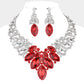 Madeline Love Clear, Red Marquise Stone Cluster Embellished Evening Necklace