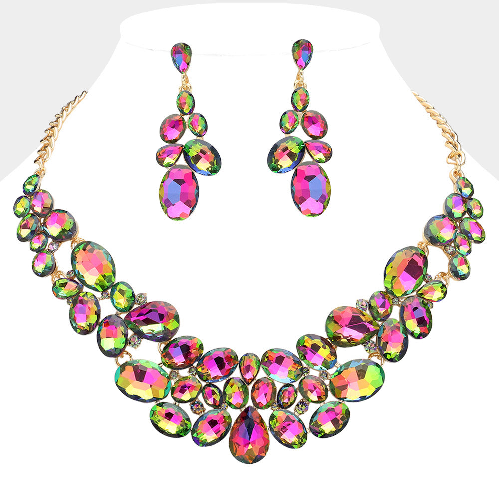 Madeline Love Vitrail Medium Multi Stone Bubble Cluster Evening Necklace