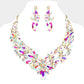 Madeline Love AB, Gold Marquise Stone Cluster Embellished Evening Necklace