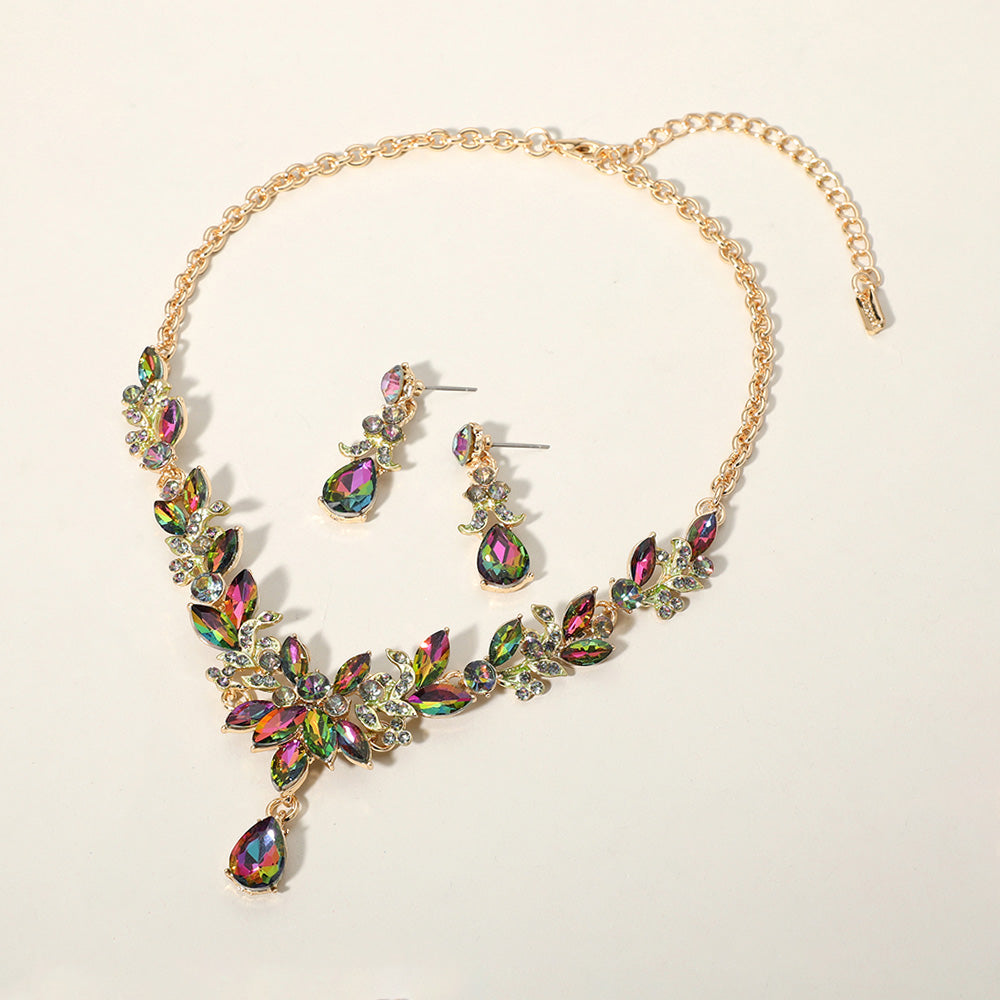 Madeline Love Vitrail Medium Teardrop Stone Cluster Pointed Marquise Stone Cluster Embellished Evening Necklace