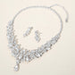 Madeline Love Clear, Silver Marquise Stone Cluster Embellished Evening Necklace