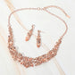 Madeline Love Peach, Rose Gold Marquise Stone Cluster Embellished Evening Necklace