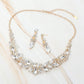 Madeline Love Clear, Gold Marquise Stone Cluster Embellished Evening Necklace