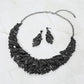 Madeline Love Black, Jet Black Marquise Stone Cluster Embellished Evening Necklace