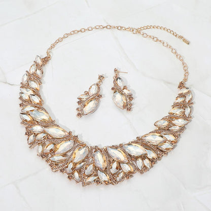Madeline Love Gold, Lt Col Topaz Marquise Stone Cluster Embellished Evening Necklace