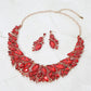 Madeline Love Gold, Red Marquise Stone Cluster Embellished Evening Necklace