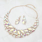 Madeline Love AB, Gold Marquise Stone Cluster Embellished Evening Necklace