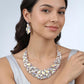 Madeline Love AB, Silver Marquise Stone Cluster Embellished Evening Necklace