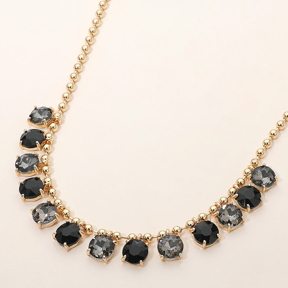 Madeline Love Black, Multi Cushion Teardrop Round Stone Link Evening Necklace