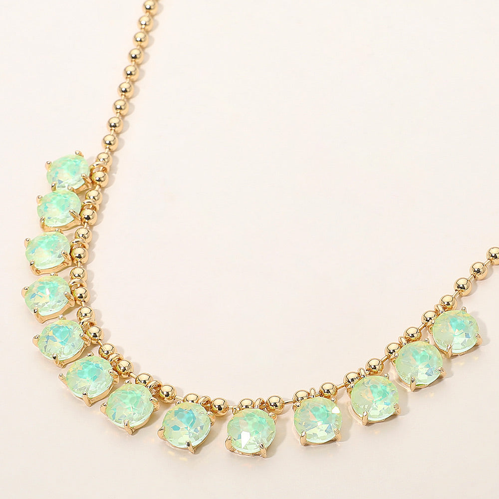 Madeline Love Mint, Opal Cushion Teardrop Round Stone Link Evening Necklace
