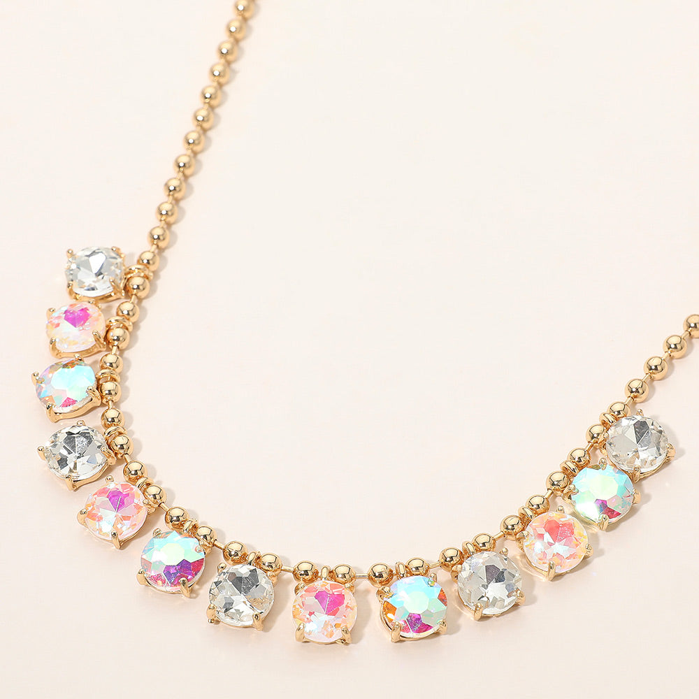 Madeline Love Multi, White Cushion Teardrop Round Stone Link Evening Necklace