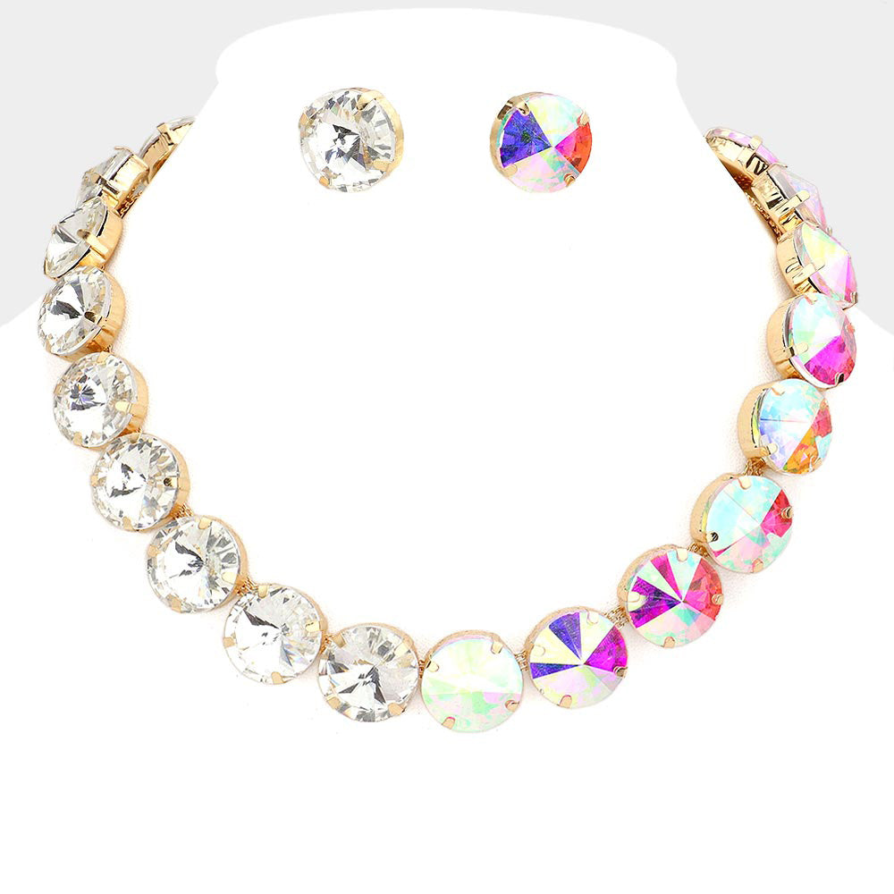 Madeline Love AB, Gold Round Stone Link Evening Necklace
