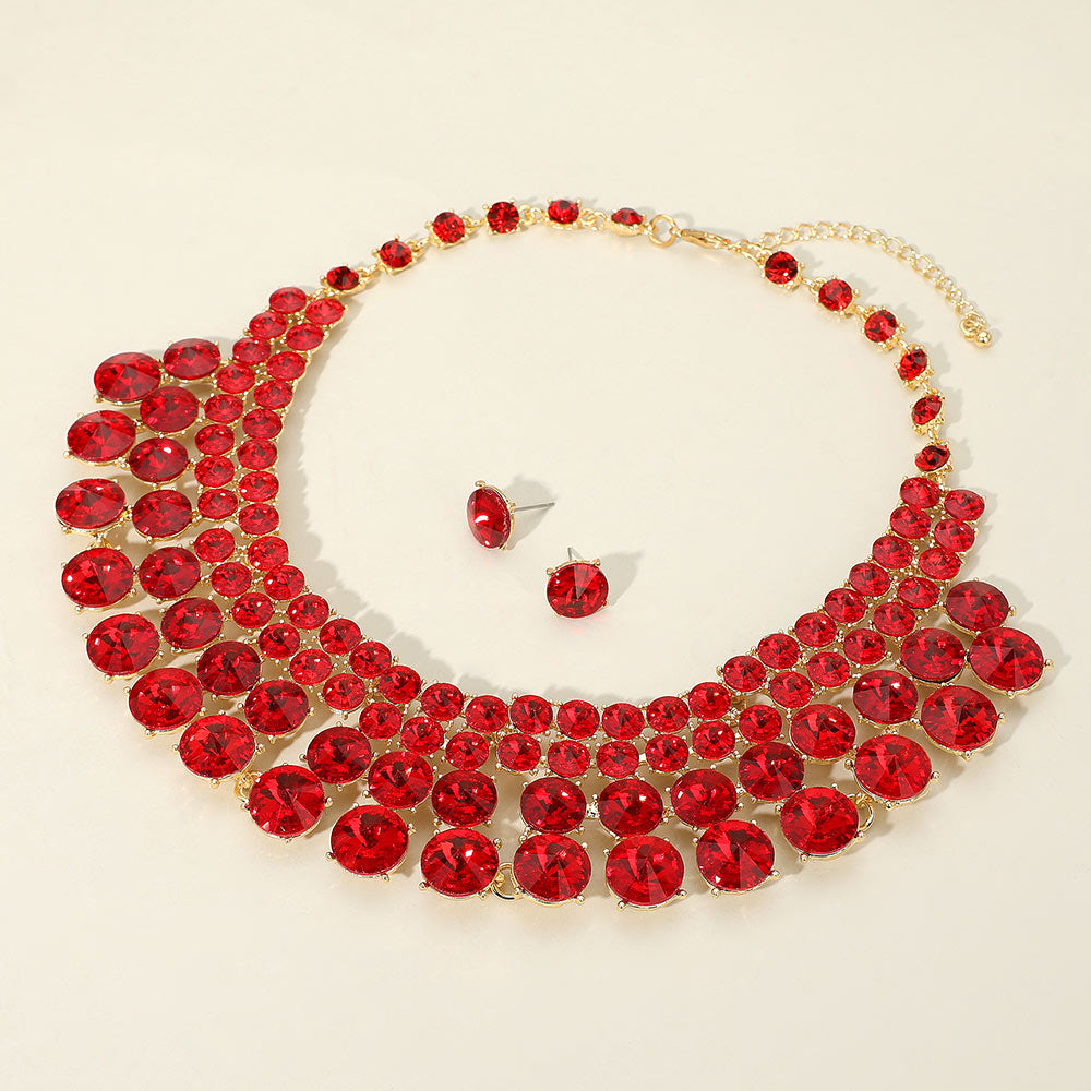 Madeline Love Gold, Siam Bubble Stone Evening Necklace