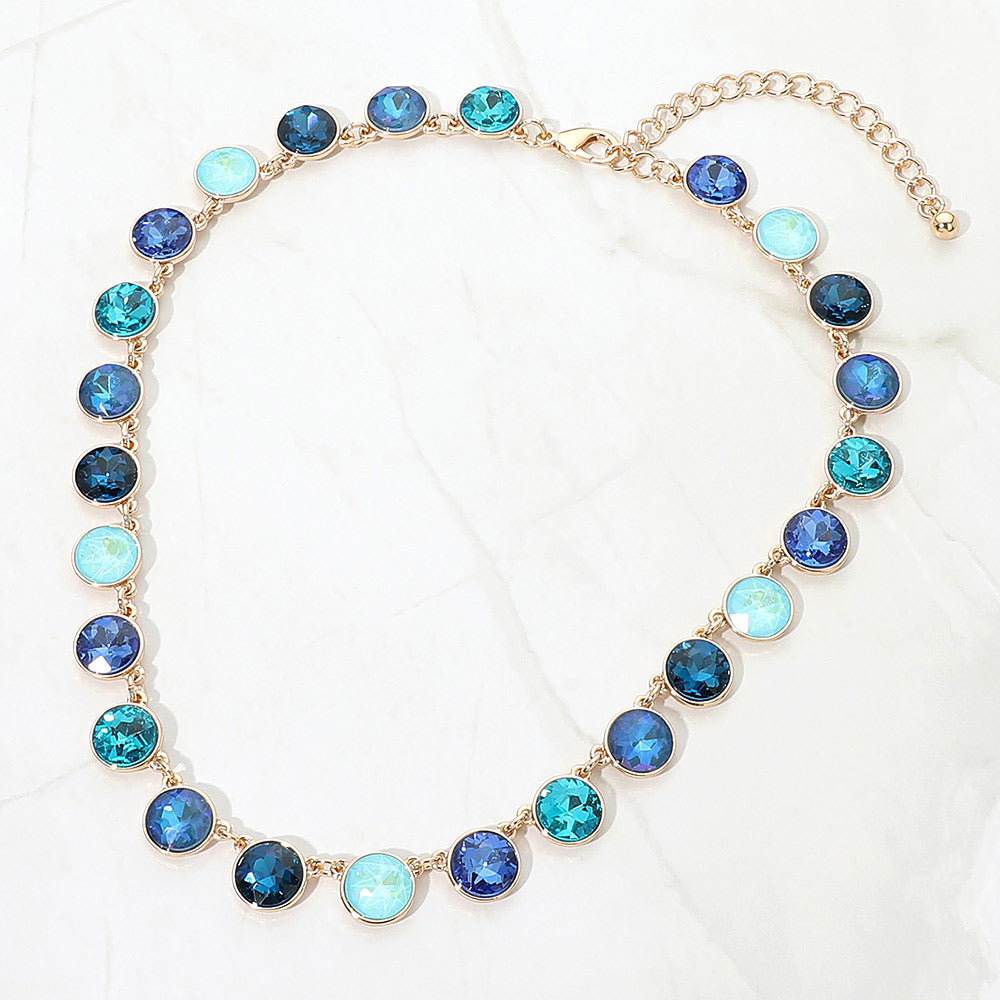 Madeline Love Blue, Multi Round Colorful Stone Charm Station Necklace