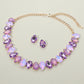 Madeline Love Gold, Purple Teardrop Stone Cluster Link Evening Necklace