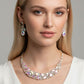 Madeline Love AB, Gold Marquise Stone Cluster Embellished Evening Necklace