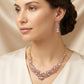 Madeline Love Gold, Lt Rose Marquise Stone Cluster Embellished Evening Necklace