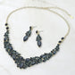 Madeline Love Gold, Montana Blue Marquise Stone Cluster Embellished Evening Necklace