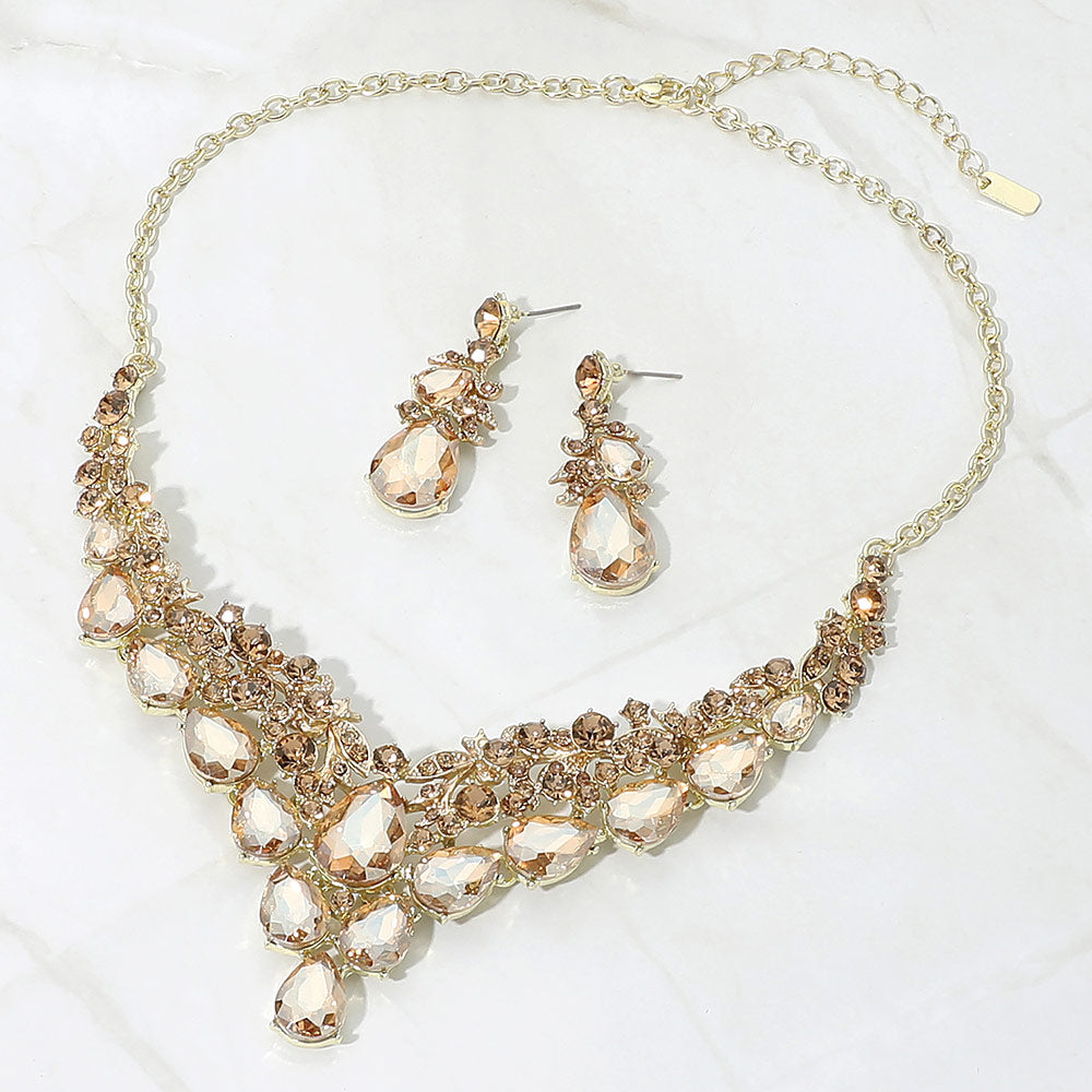 Madeline Love Gold, Lt Col Topaz Teardrop Cluster Embellished Evening Necklace