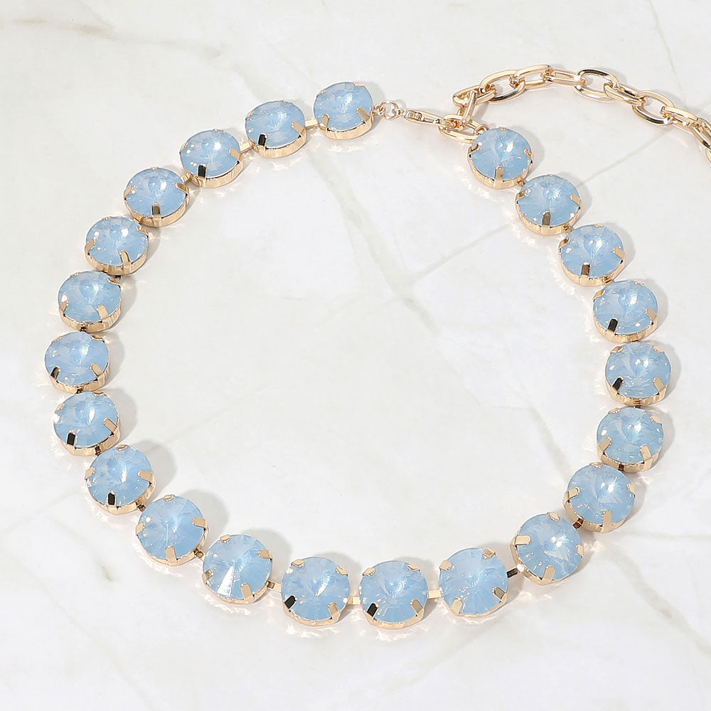 Madeline Love AB, Opal Round Stone Cluster Link Evening Necklace