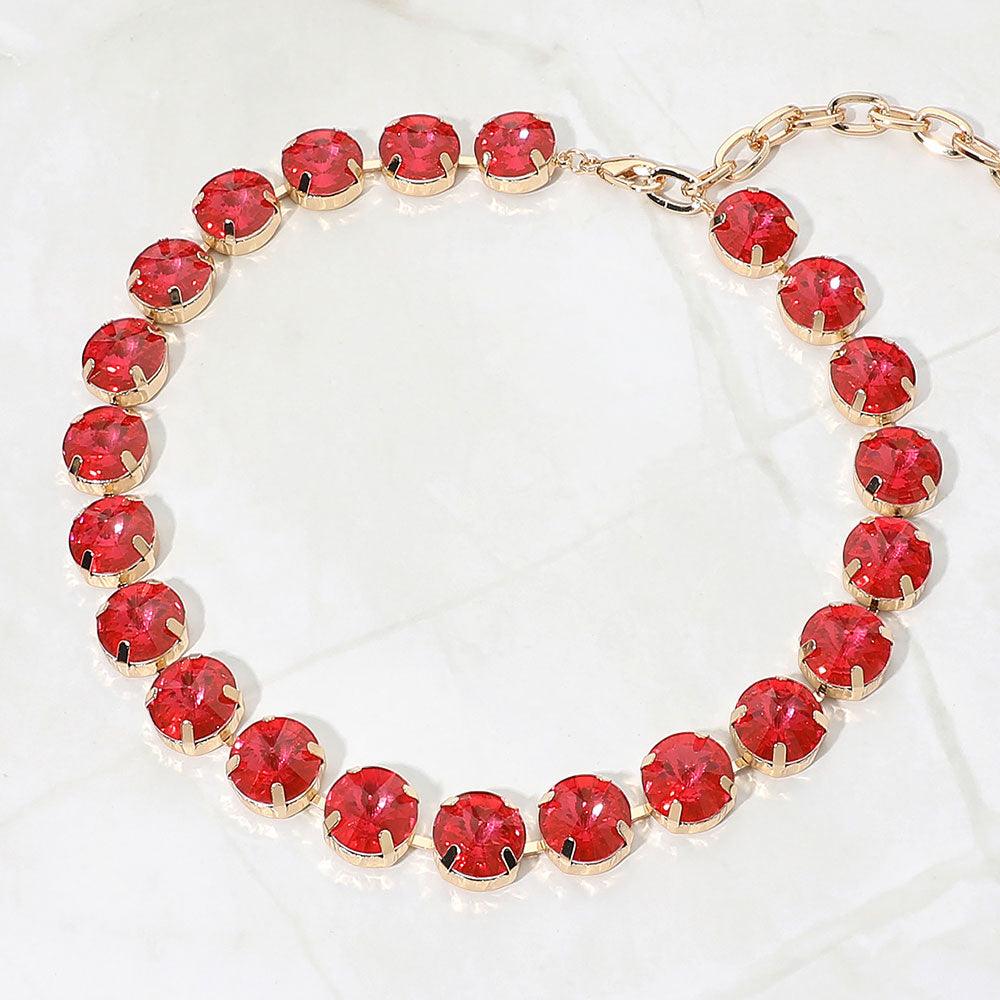 Madeline Love Pink Round Stone Cluster Link Evening Necklace
