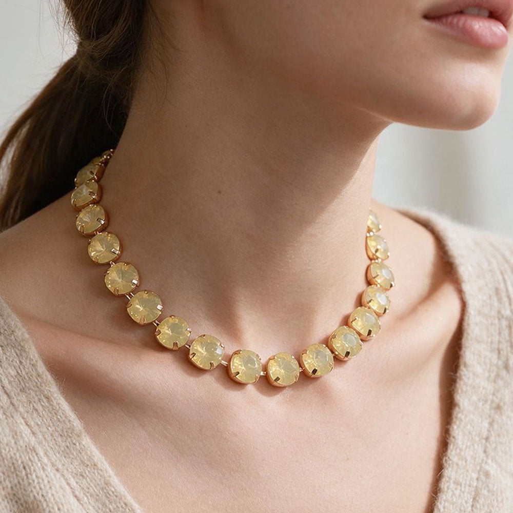 Madeline Love Opal, Yellow Round Stone Cluster Link Evening Necklace
