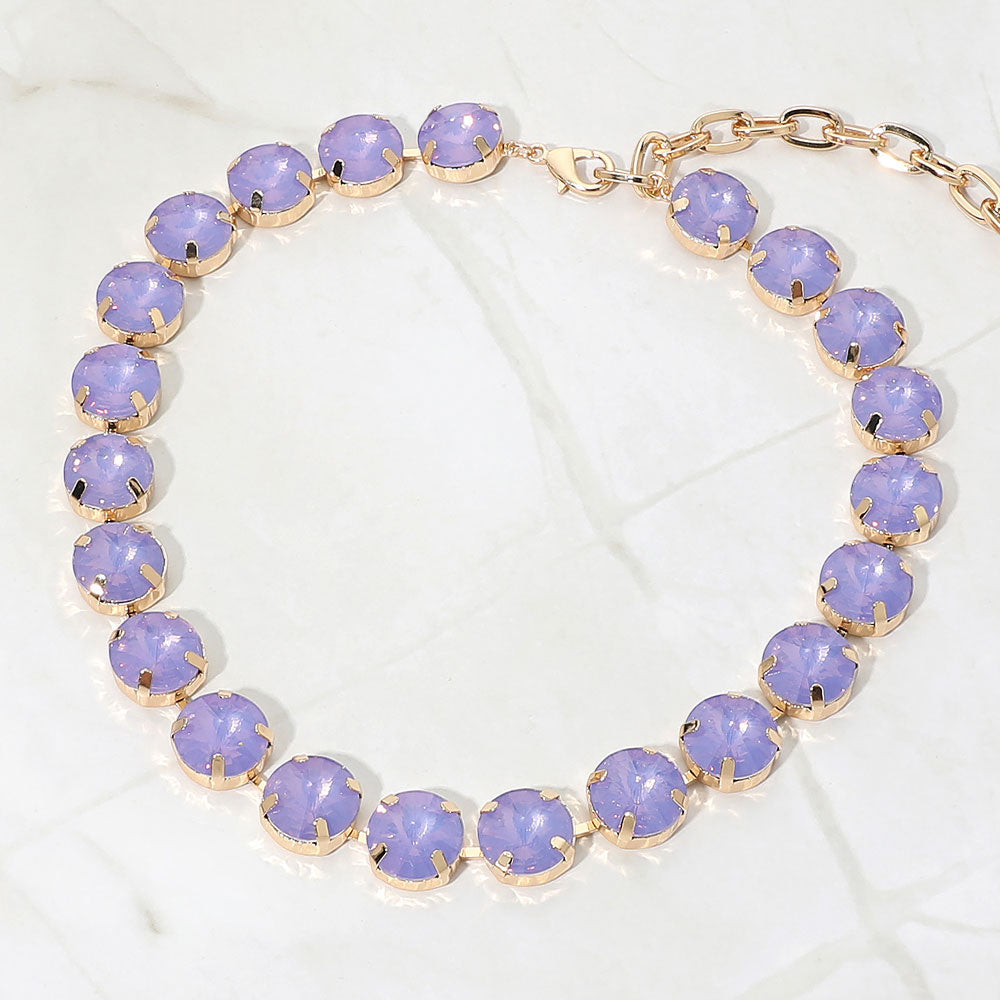 Madeline Love Lavender, Opal Round Stone Cluster Link Evening Necklace