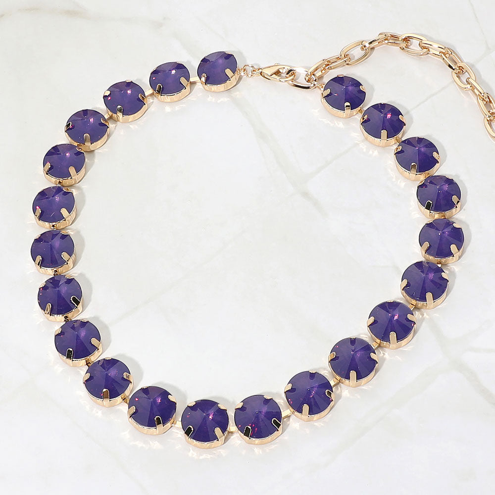 Madeline Love Opal, Purple Round Stone Cluster Link Evening Necklace