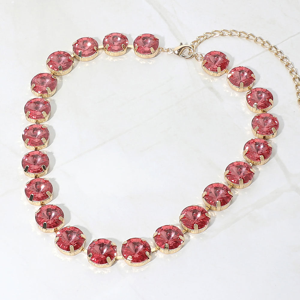 Madeline Love Rose Round Stone Cluster Link Evening Necklace