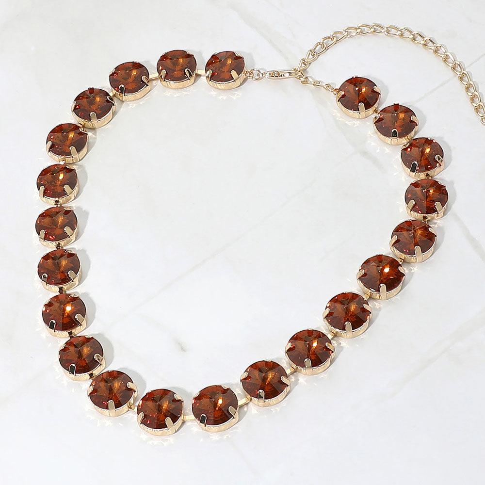 Madeline Love Smoked Topaz Round Stone Cluster Link Evening Necklace
