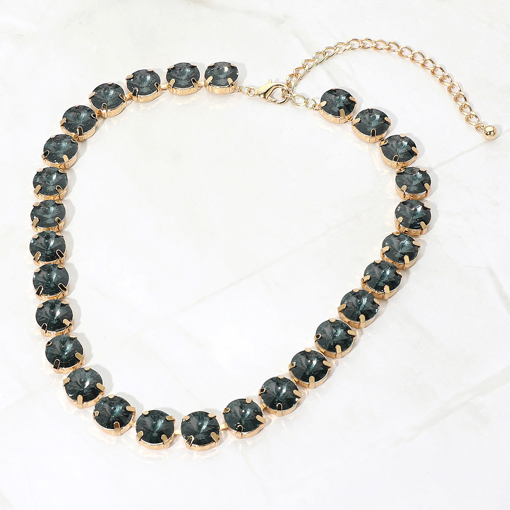 Madeline Love Montana Blue Round Faceted Stone Cluster Link Evening Necklace