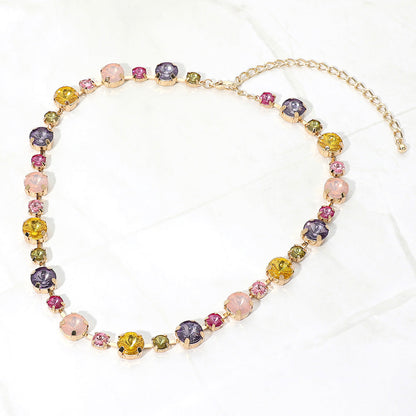 Madeline Love Multi Multi Color Graduated Faceted Stone Cluster Link Evening Necklace